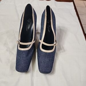 Chic Denim and Cream Heels